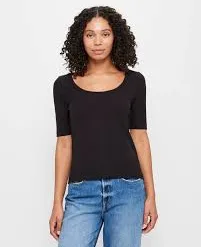 Ribbed Scoop Neck T-Shirt (Women)