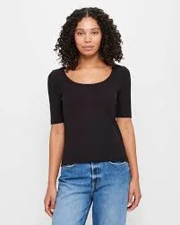 Ribbed Scoop Neck T-Shirt (Women)
